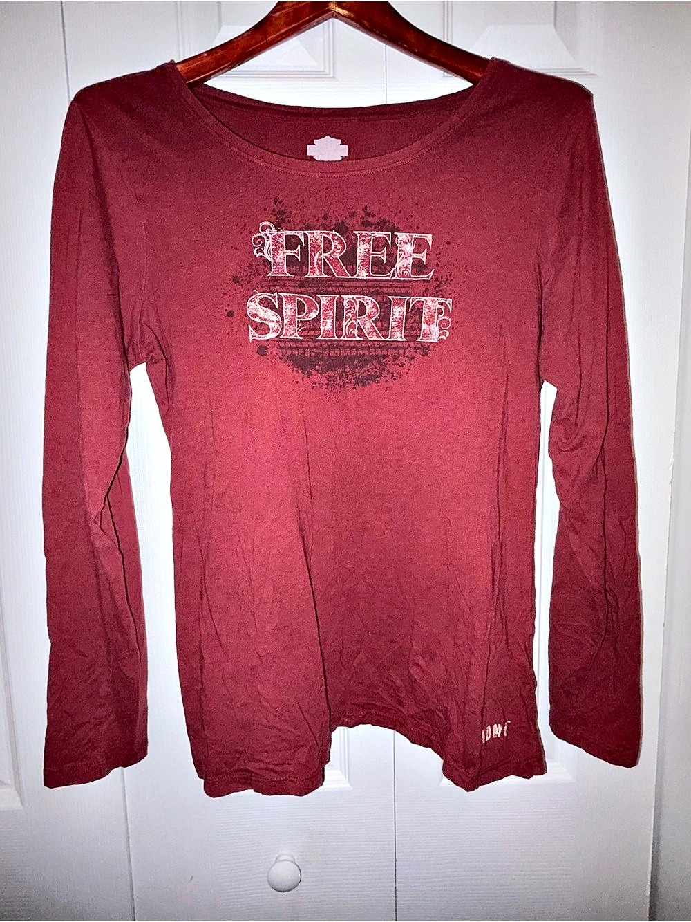 Harley-Davidson Free Spirit Graphic Long Sleeve Shirt Women’s L Burgundy
